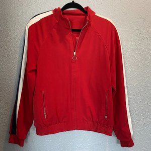 Topman Men's Size S Red Zip Jacket Striped